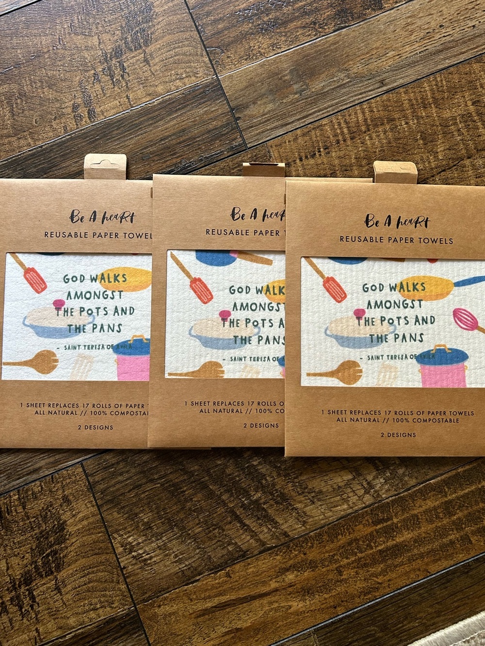 NWT PRAYERFUL REUSABLE PAPER TOWELS 1 package of 2 different design towels